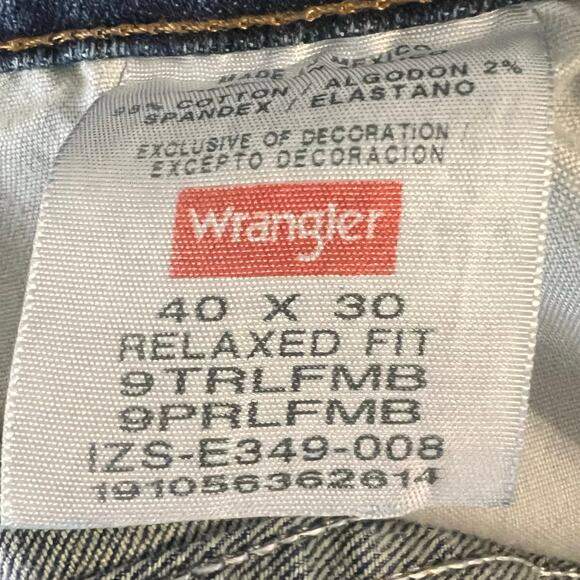 Wrangler Jeans men’s 40x30 relaxed fit 9TRLFMB cotton spandex blend dark wash - Picture 7 of 7